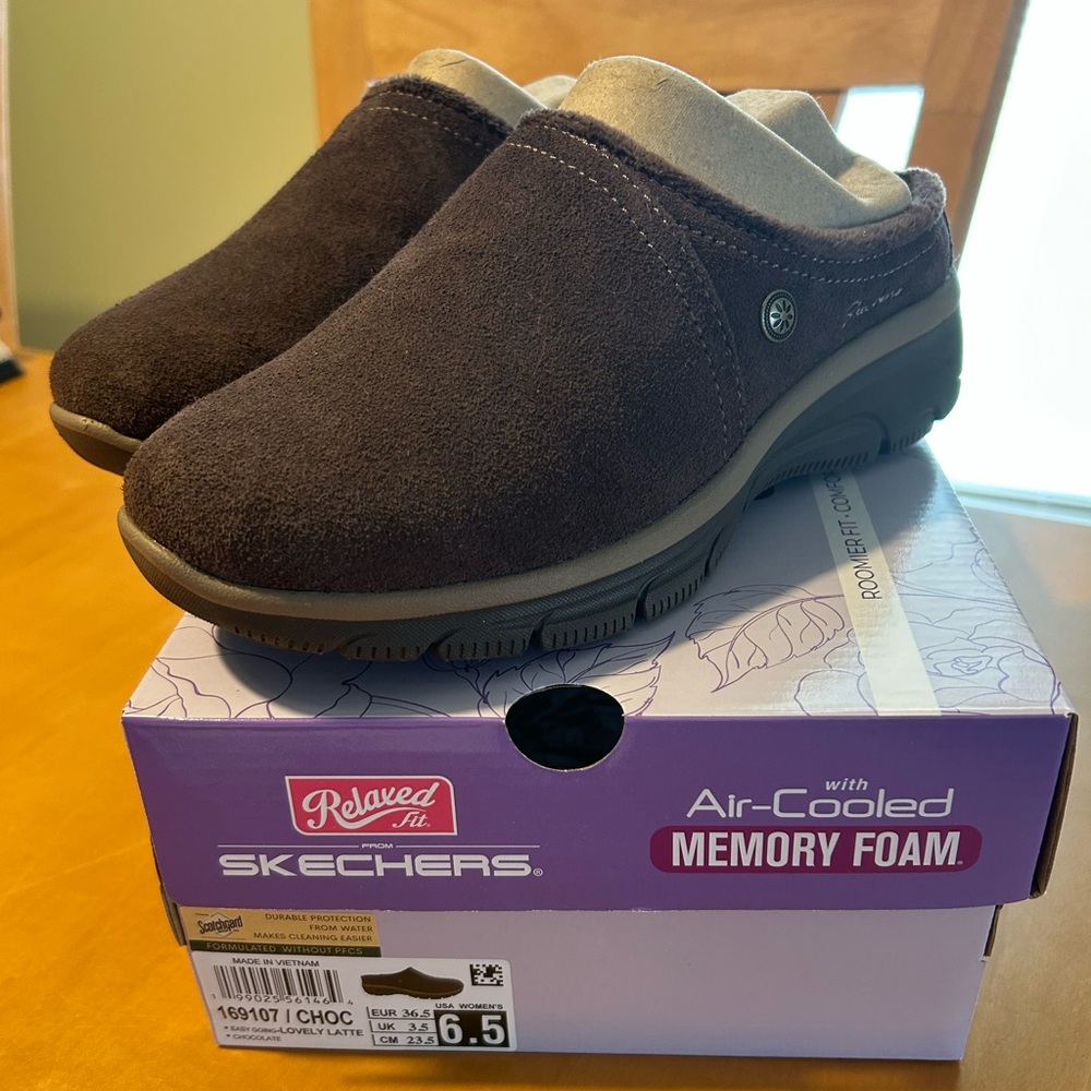 Skechers Latte Brown Suede Easy Going Slip-Ons